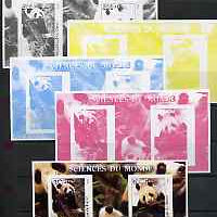 Benin 2002 Pandas imperf m/sheet containing 2 values each with Scout Logo, the set of 5 progressive proofs comprising the 4 individual colours plus all 4-colour composite (as issued) all unmounted mint