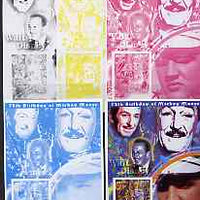 Congo 2001 75th Birthday of Mickey Mouse s/sheet #07 showing Alice in Wonderland with Elvis & Walt Disney in background, the set of 5 imperf progressive proofs comprising the 4 individual colours plus all 4-colour composite (as is……Details Below