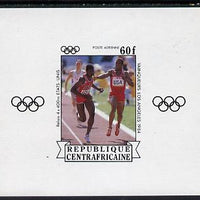 Central African Republic 1985 Olympic Gold Medalists imperf sheetlet containing 60f (Relay) as SG 1068 unmounted mint