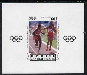 Central African Republic 1985 Olympic Gold Medalists imperf sheetlet containing 60f (Relay) as SG 1068 unmounted mint
