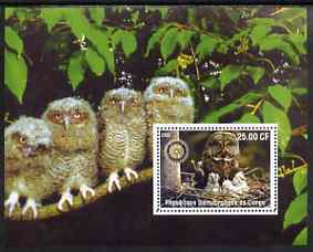 Congo 2002 Owls #1 perf m/sheet with Rotary Logo unmounted mint