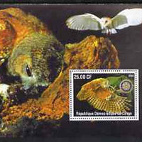 Congo 2002 Owls #2 perf m/sheet with Rotary Logo unmounted mint