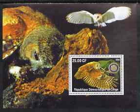 Congo 2002 Owls #2 perf m/sheet with Rotary Logo unmounted mint