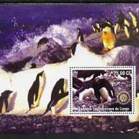 Congo 2002 Penguins #1 perf m/sheet with Rotary Logo unmounted mint