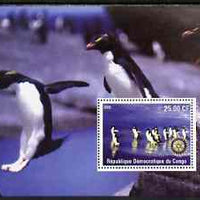 Congo 2002 Penguins #2 perf m/sheet with Rotary Logo unmounted mint