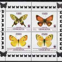 Udmurtia Republic 1997 WWF - Butterflies perf sheetlet containing complete set of 4 unmounted mint