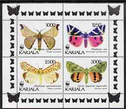 Karjala Republic 1997 WWF - Butterflies perf sheetlet containing complete set of 4 unmounted mint