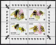 Komi Republic 1997 WWF - Bees perf sheetlet containing complete set of 4 unmounted mint