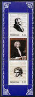 Tatarstan Republic 2001 Composers perf sheetlet containing 3 values unmounted mint (Mozart, Bach & Beethoven)