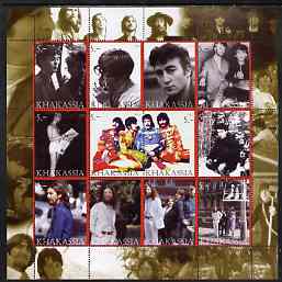 Chakasia 2003 The Beatles perf sheetlet containing 12 values unmounted mint