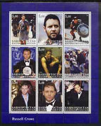 Bashkortostan 2001 Russell Crowe perf sheetlet containing set of 9 values unmounted mint