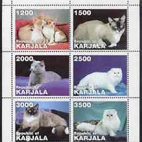 Karjala Republic 1997 Domestic Cats perf sheetlet containing 6 values unmounted mint
