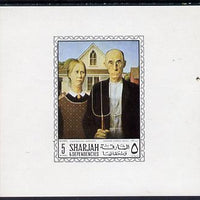 Sharjah 1968 American Artists imperf sheetlet containing 5R value (Grant Wood Gent) unmounted mint as Mi 455