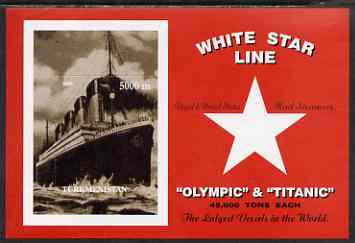 Turkmenistan 2000 Titanic rouletted souvenir sheet #1 (white Star Line) unmounted mint