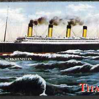 Turkmenistan 2000 Titanic rouletted souvenir sheet #2 (Side elevation) unmounted mint