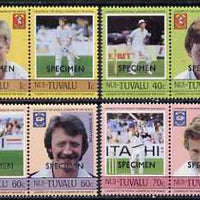 Tuvalu - Nui 1985 Cricketers (Leaders of the World) set of 8 overprinted SPECIMEN unmounted mint