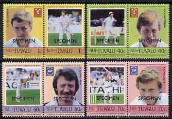Tuvalu - Nui 1985 Cricketers (Leaders of the World) set of 8 overprinted SPECIMEN unmounted mint