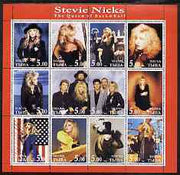 Touva 2002 Stevie Nicks, the Queen of Rock 'n' Roll perf sheetlet containing 12 values unmounted mint