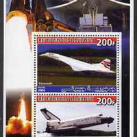 Djibouti 2006 Concorde & Space Shuttle perf sheetlet containing 2 values unmounted mint