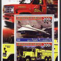 Djibouti 2006 Concorde & General Motors FT1 Fire Truck perf sheetlet containing 2 values unmounted mint