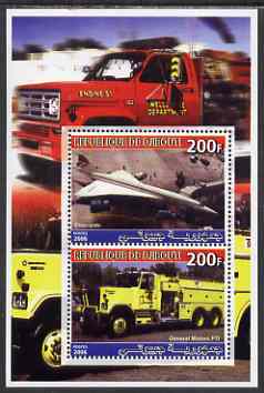 Djibouti 2006 Concorde & General Motors FT1 Fire Truck perf sheetlet containing 2 values unmounted mint