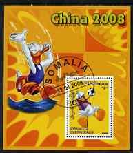 Somalia 2006 Beijing Olympics (China 2008) #01 - Donald Duck Sports - Football & Diving perf souvenir sheet fine cto used