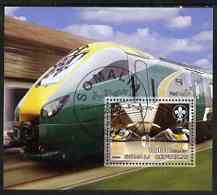 Somalia 2006 Modern Trains #1 perf souvenir sheet with Scout Logo, fine cto used