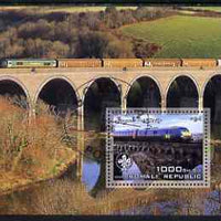 Somalia 2006 Modern Trains #2 perf souvenir sheet with Scout Logo, fine cto used