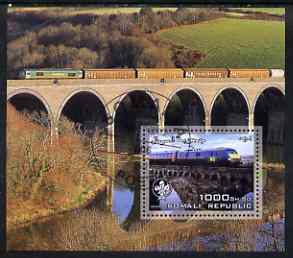 Somalia 2006 Modern Trains #2 perf souvenir sheet with Scout Logo, fine cto used