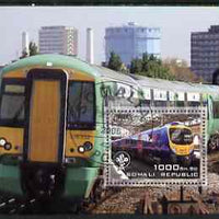 Somalia 2006 Modern Trains #4 perf souvenir sheet with Scout Logo, fine cto used