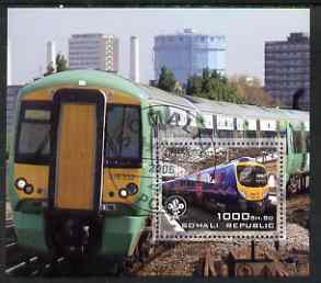 Somalia 2006 Modern Trains #4 perf souvenir sheet with Scout Logo, fine cto used