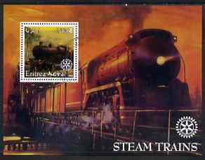 Eritrea 2002 Steam Locos #01 perf m/sheet with Rotary Logo fine cto used