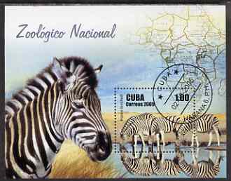 Cuba 2005 National Zoo perf m/sheet (Zebra) fine cto used SG MS4861