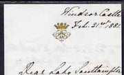 Great Britain 1881 Handwritten letter from PRINCESS BEATRICE on monogrammed note-paper sent from Windsor Castle with matching envelope (damaged where stamp has been torn away).,Letter invites Lady Southampton to accompany here to ……Details Below