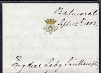 Great Britain 1883 Handwritten letter from PRINCESS BEATRICE on monogrammed note-paper sent from Balmoral with matching envelope.,Letter requests Lady Southampton to write on her behalf to the widow of Dr Bertier and also mentions……Details Below