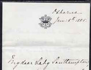 Great Britain 1885 Handwritten letter from PRINCESS BEATRICE on monogrammed note-paper sent from Osborne House with matching envelope.,Letter to Lady Southampton discusses the Queen's attitude to her engagement to Prince Henry, an……Details Below