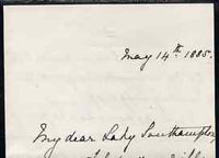 Great Britain 1885 Handwritten letter from PRINCESS BEATRICE on Buckingham Palace note-paper to Lady Southampton thanking her for a wedding gift - the Princess married Prince Henry of Battenberg later that year.,(Lady Ismay Southa……Details Below