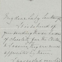 Great Britain 1890 Handwritten letter from PRINCESS BEATRICE on monogrammed (Crown over Bee) note-paper sent from Osborne House.,The Princess thanks Lady Southampton for some boxes of chocolates she had sent to her children.,(Lady……Details Below