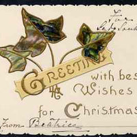 Great Britain 1892 Ivy-Leaf Christmas card from PRINCESS BEATRICE to Lady Southampton, in near pristine condition. Plus original envelope with embossed Osborne monogram, addressed simply 'The Lady Southampton' in the Princess' han……Details Below