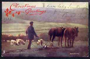 Great Britain 1906 Tuck Oilette Christmas card from PRINCESS BEATRICE with ink inscription 'To dear Lady Southampton from Beatrice'. Card shows a ploughman with team of horses overprinted with Christmas Greetings. Plus ppc of Prin……Details Below