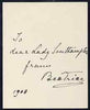 Great Britain 1908 photographic Portrait Christmas card from PRINCESS BEATRICE with slightly smudged ink inscription 'To dear Lady Southampton from Beatrice, 1908'. Card with oval half-length photographic portrait of the Princess.……Details Below