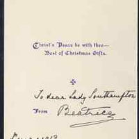 Great Britain 1912 Christmas hymn in the form of a small booklet (Bells Across the Snow) from PRINCESS BEATRICE with ink inscription 'To dear Lady Southampton (from) Beatrice, Xmas 1912'.,Plus original envelope addressed in the Pr……Details Below