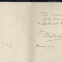 Great Britain 1917 Robins Christmas card from PRINCESS BEATRICE (from the Lady Southampton estate) inscribed '... & all kind thoughts (from) Beatrice Xmas 1917'.,(Lady Ismay Southampton was Lady-in-Waiting to Queen Victoria from 1……Details Below