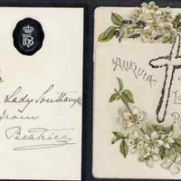 Great Britain Undated Easter card from PRINCESS BEATRICE (from the Lady Southampton estate) plus enclosed small sheet of black-edged note-paper with HB monogram inscribed 'For Dear Lady Southampton from Beatrice'. (Lady Ismay Sout……Details Below