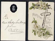 Great Britain Undated Easter card from PRINCESS BEATRICE (from the Lady Southampton estate) plus enclosed small sheet of black-edged note-paper with HB monogram inscribed 'For Dear Lady Southampton from Beatrice'. (Lady Ismay Sout……Details Below