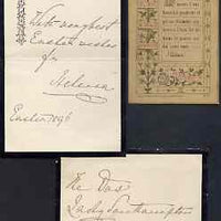 Great Britain 1896 small French Easter card with enclosed notepaper with a Crowned HELENA motif plus original envelope addressed to Lady Southampton. Note inscribed 'With very best Easter wishes from Helena, Easter 1896'. Princess……Details Below