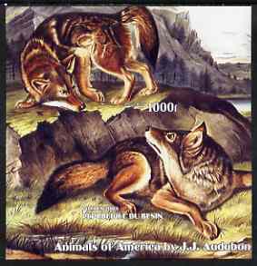 Benin 2003 Animals of America imperf m/sheet (Wolves by John Audubon) unmounted mint
