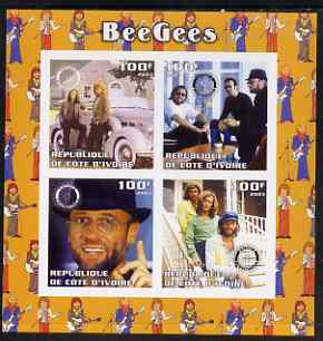 Ivory Coast 2003 The Bee Gees imperf sheetlet containing set of 4 values each with Rotary International Logo unmounted mint