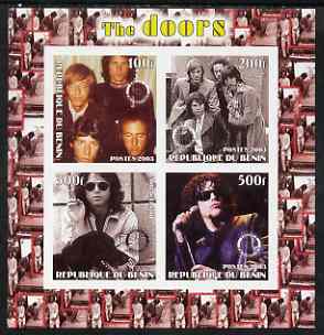 Benin 2003 The Doors (pop group) #2 imperf sheetlet containing set of 4 values each with Rotary International Logo unmounted mint