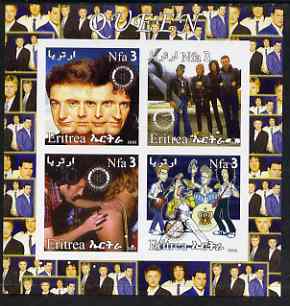 Eritrea 2003 Queen (pop group) #1 imperf sheetlet containing set of 4 values each with Rotary International Logo unmounted mint